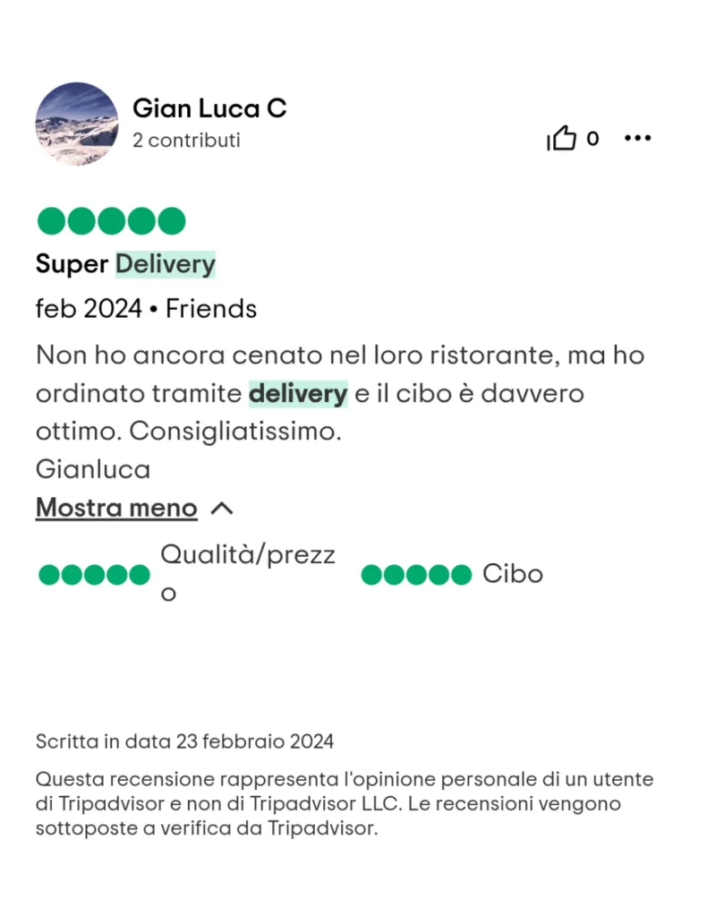 Delivery Cormano App La Pergola 2 Recensione